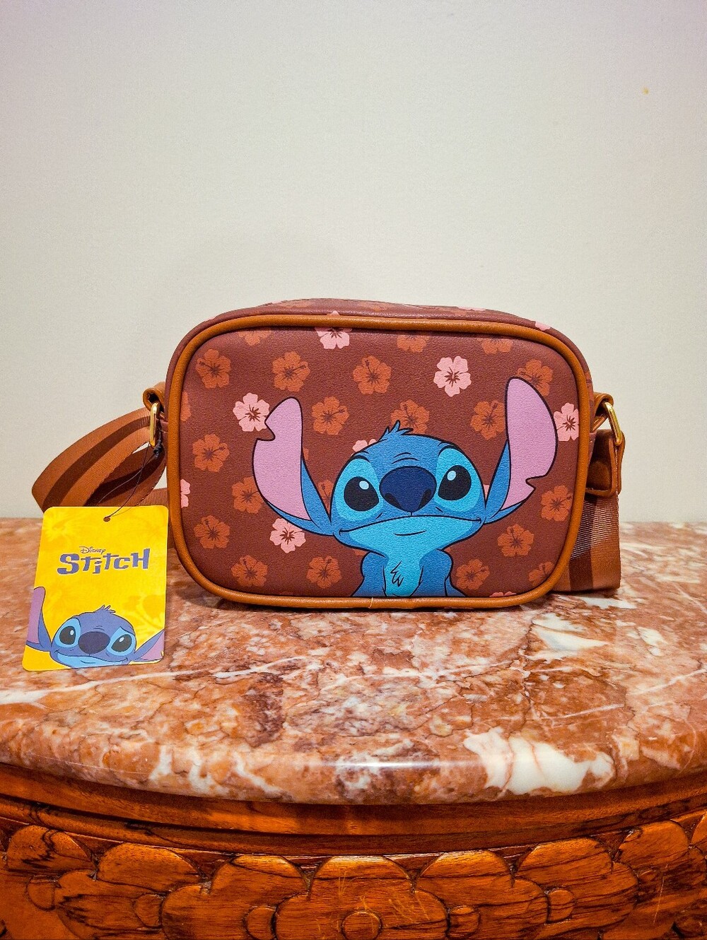 Disney Stitch NWT Crossbody Bag with Pink Floral Accents